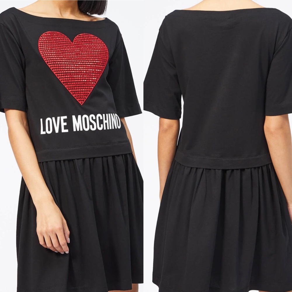 Love Moschino Women's Red Heart Dress. Black Size 4 NWT
